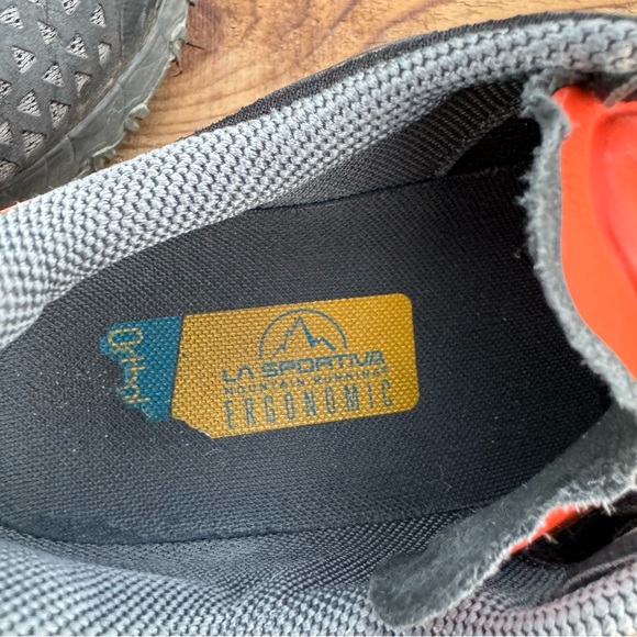 LA SPORTIVA men bushido ii trail running shoe red orange gray black sz 12 hike - Picture 10 of 11